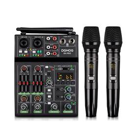 Dgnog R4-pro Professional Audio Mixer 4 Channel Sound With Dual Wireless Mic Sound