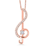 Music Treble Clef Pendant Necklace For Women White Lab Grown Diamond And New. Price: $99.99.